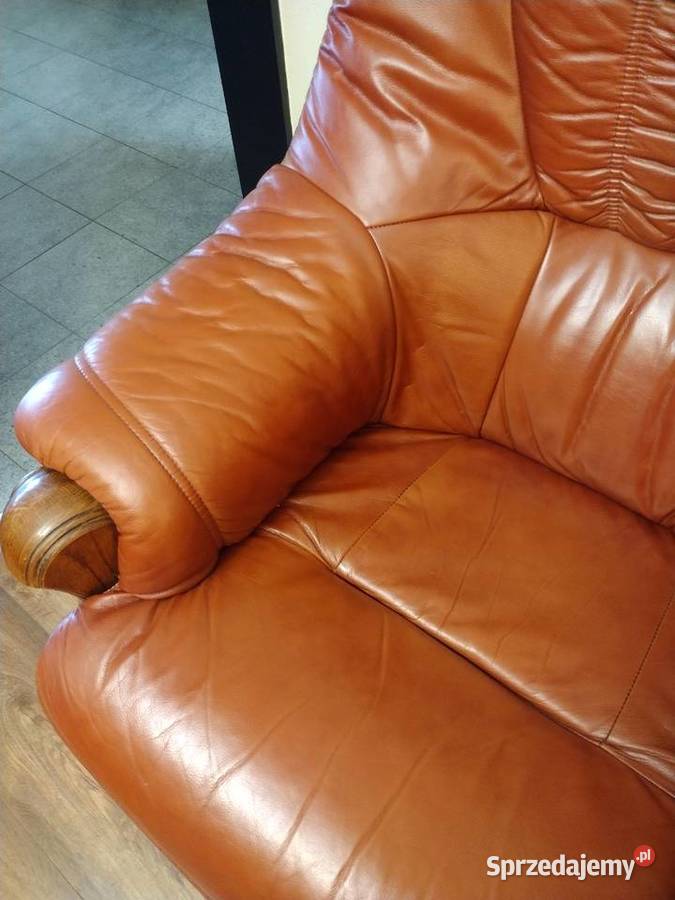 Zestaw dwóch skórzanych foteli do salonu biura