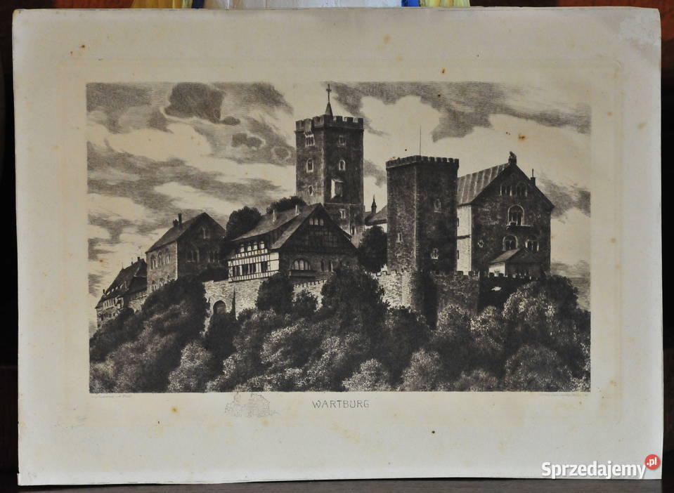 Albrecht Bruck akwaforta Wartburg dolnośląskie Wrocław