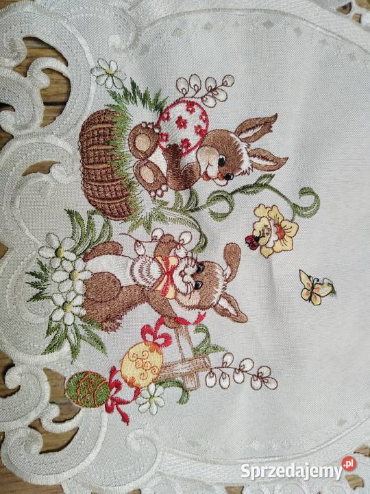 Okrągła serwetka wielkanocna biały Nowa Karczma