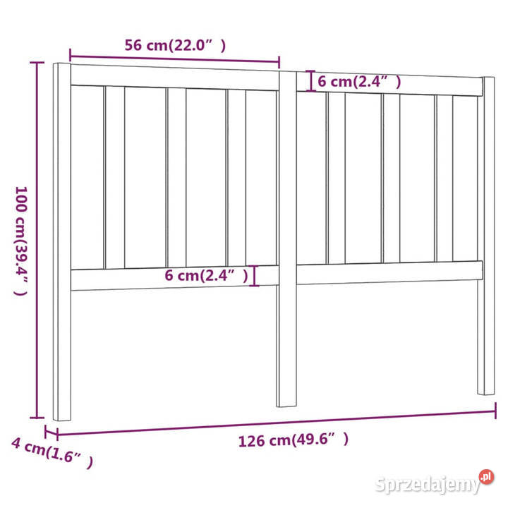Wezgłowie łóżka brązowe 126x4x100 lite drewno sprzedam
