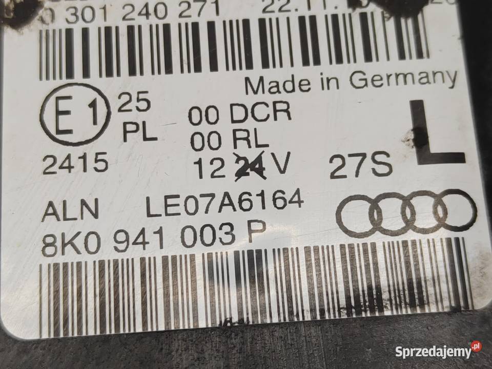 Lampa Xenon Lewy Przód Audi A4 S4 B8 8K 2008 Lampy przednie Pleszew