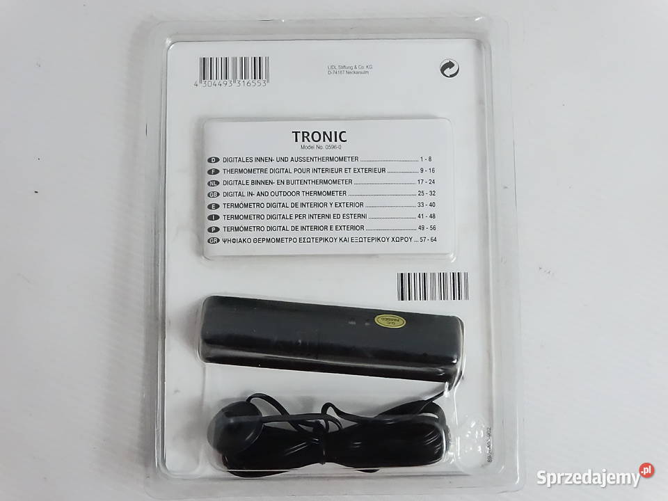 Cyfrowy termometr wewnętrzny zewnętrzny TRONIC z