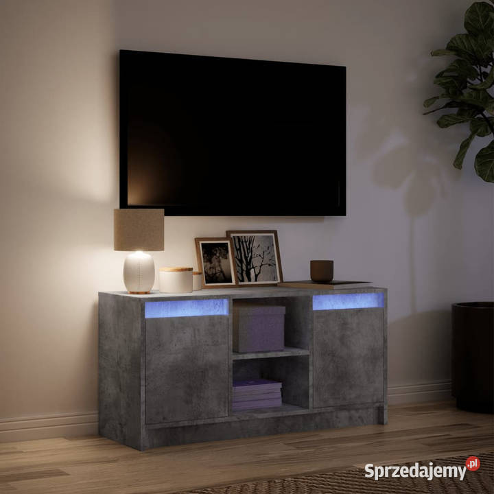 Szafka pod TV z LED szarość betonu 100x34x50 Warszawa