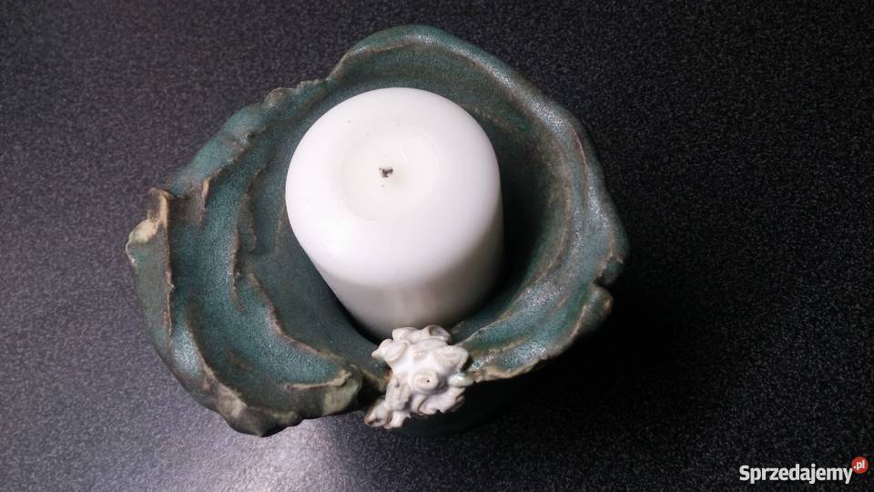 świecznik ceramiczny z białymi kwiatkami Warszawa