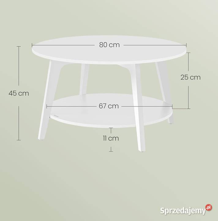 nowy stolik kawowy okrągły biały 80x45 Brzesko