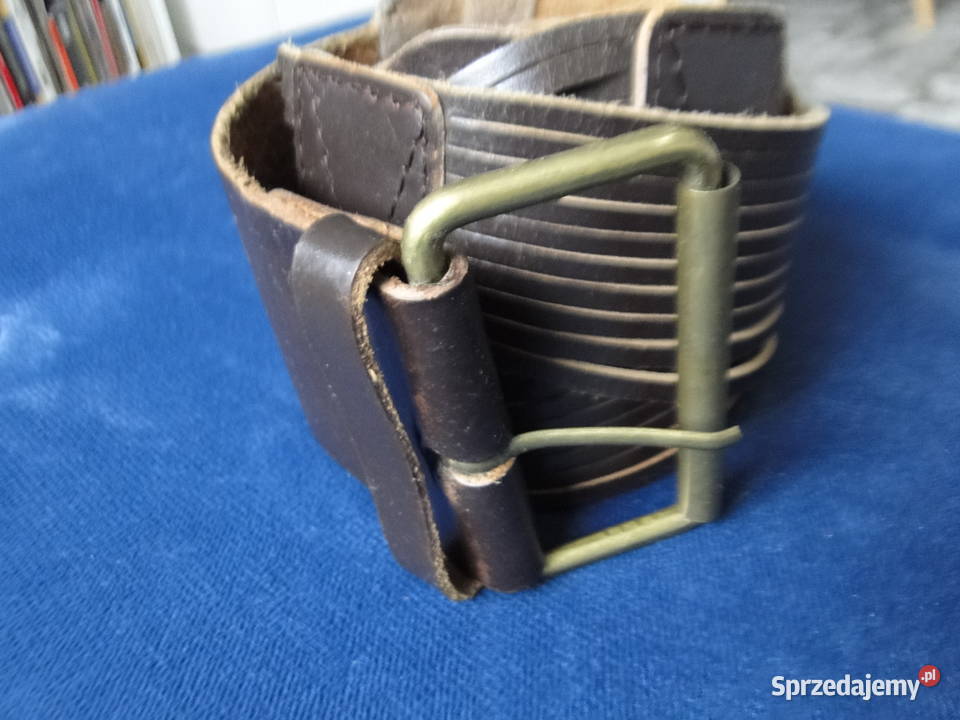 Piękny skórzany pas szeroki dizajnerski 7cm mazowieckie Warszawa sprzedam
