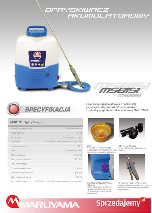 MARUYAMA MSB151 OPRYSKIWACZ AKUMULATOROWY Opalenica