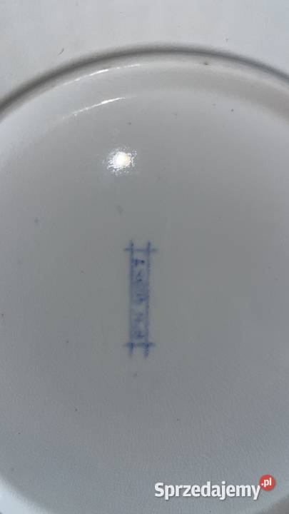 Patera biała porcelana niebieski dekor Sygnatury pomorskie Gdańsk