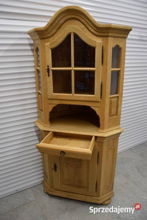 witryna narożna z drewna dębowego nowa Kredensy i witryny Olsztyn sprzedam