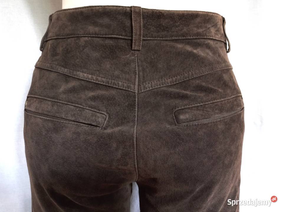 Spodnie brąz Kolano Capri Rybaczki SKÓRA r 3638 Białystok