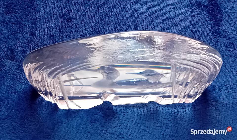 Kryształowy przycisk do papieru Para perkozów wielkopolskie Koźminek