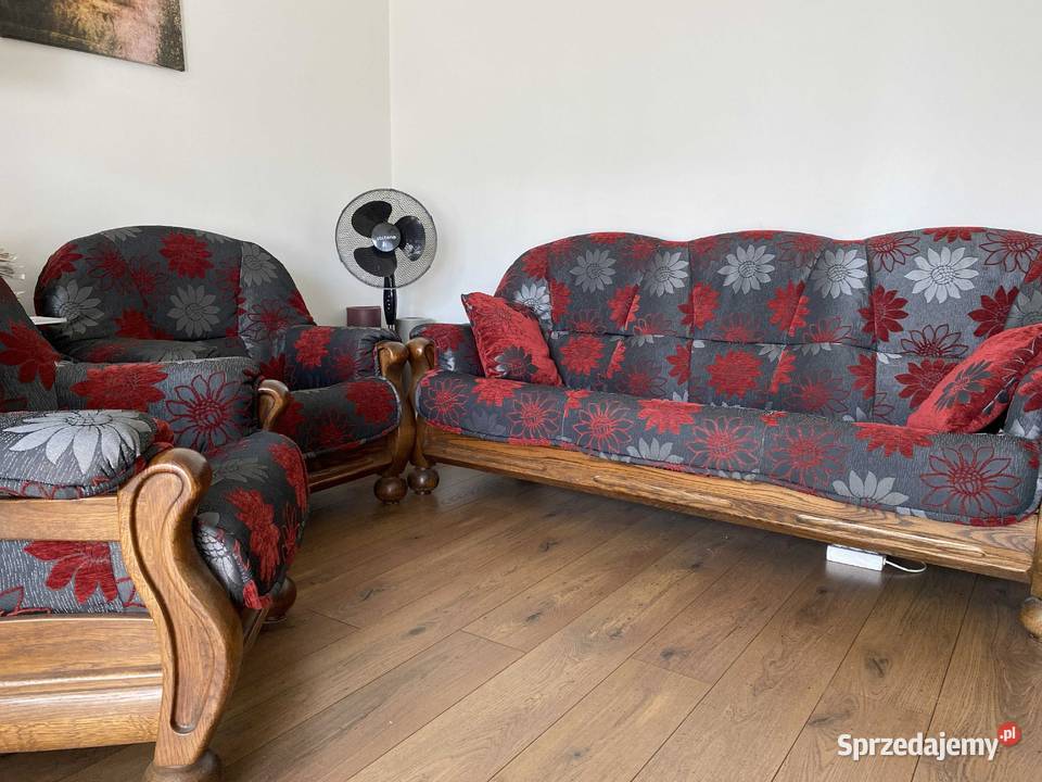 Sofa2 fotele na dębowym stelażu Żyrardów sprzedam