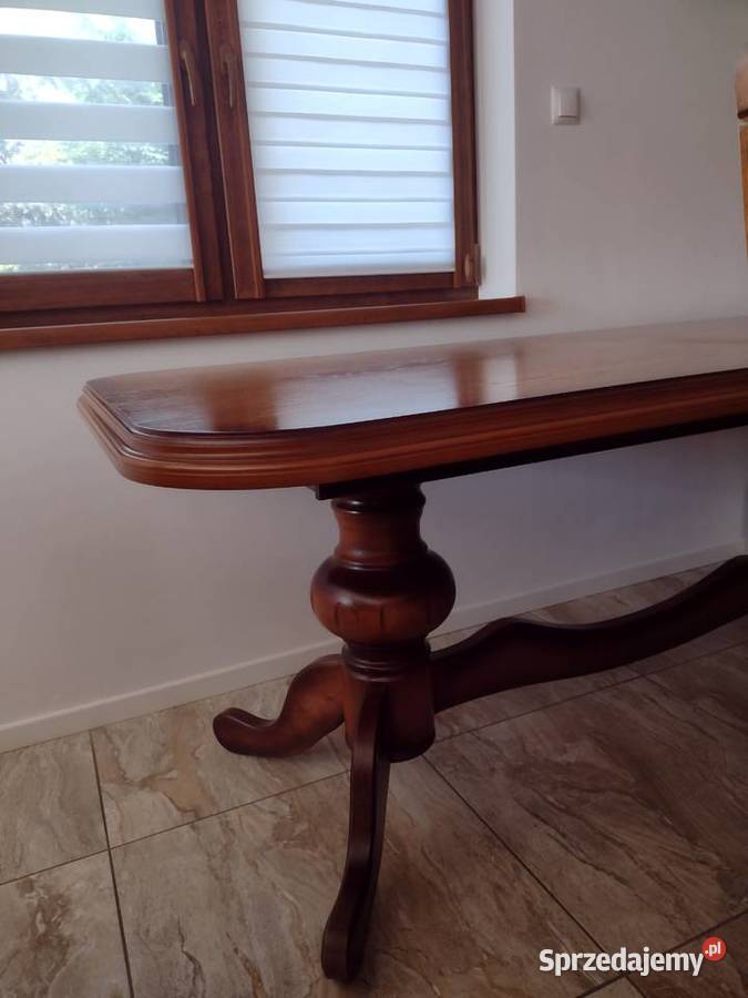 unikatowy stół dębowy rozkładany 6 krzeseł