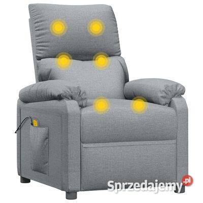 vidaXL Fotel masujący jasnoszary obity Fotele i krzesła obrotowe Warszawa