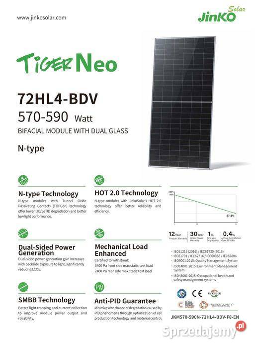NOKAUT Panel PV Jinko Solar 590W Bifacial Silver