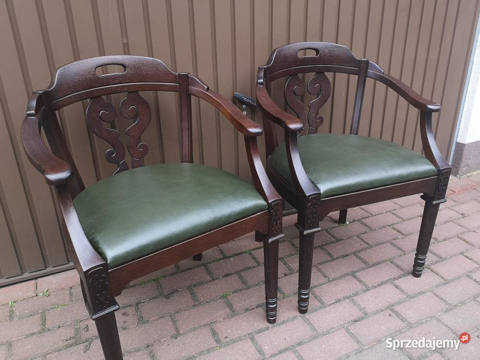 Stary Fotel Krzesło Dębowe Gabinetowe Komplet Swarzędz