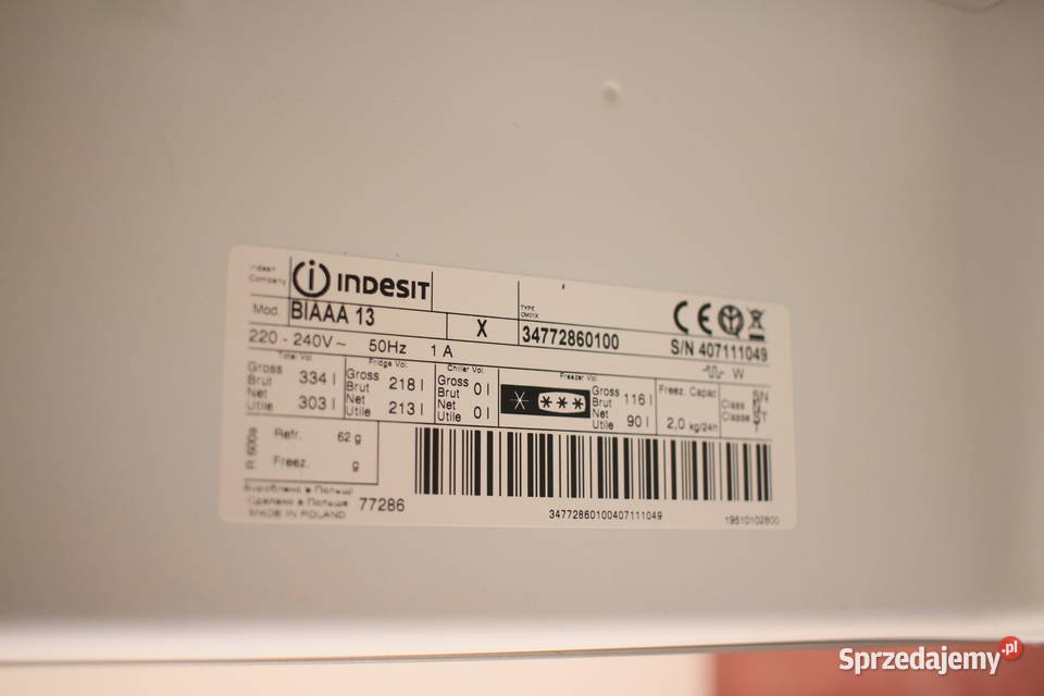 Lodówka Indesit BIAAA 13 śląskie Pszczyna