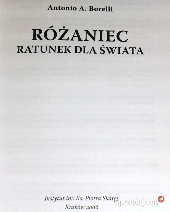 Różaniec Ratunek świata Antonio A Borelli Chełm