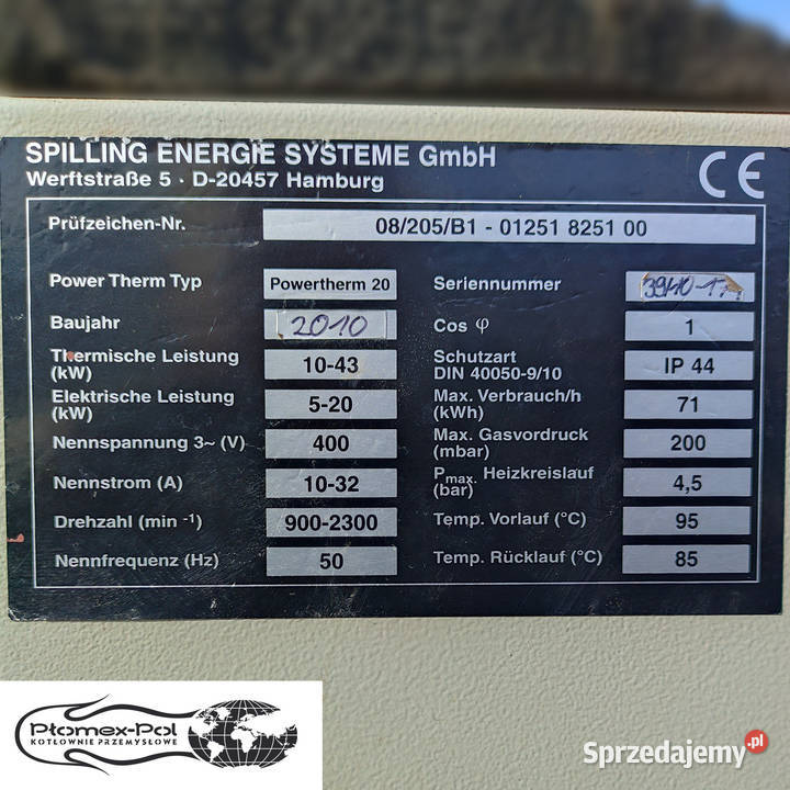 Kogenerator PowerTherm 20 Spilling Radomsko sprzedam
