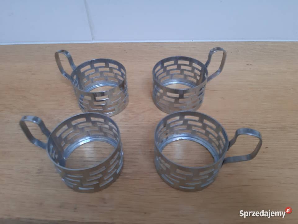 Metalowe koszyczki uchwyty do szklanek PRL małopolskie Kraków