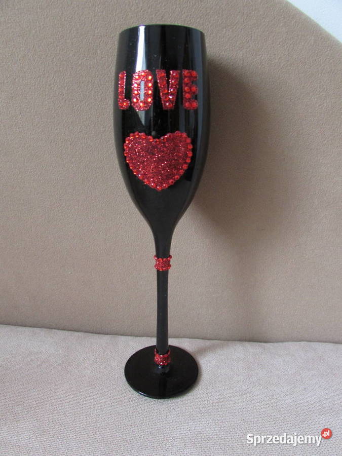 Kieliszek do szampana Love serce walentynki ślub czarny małopolskie Kraków