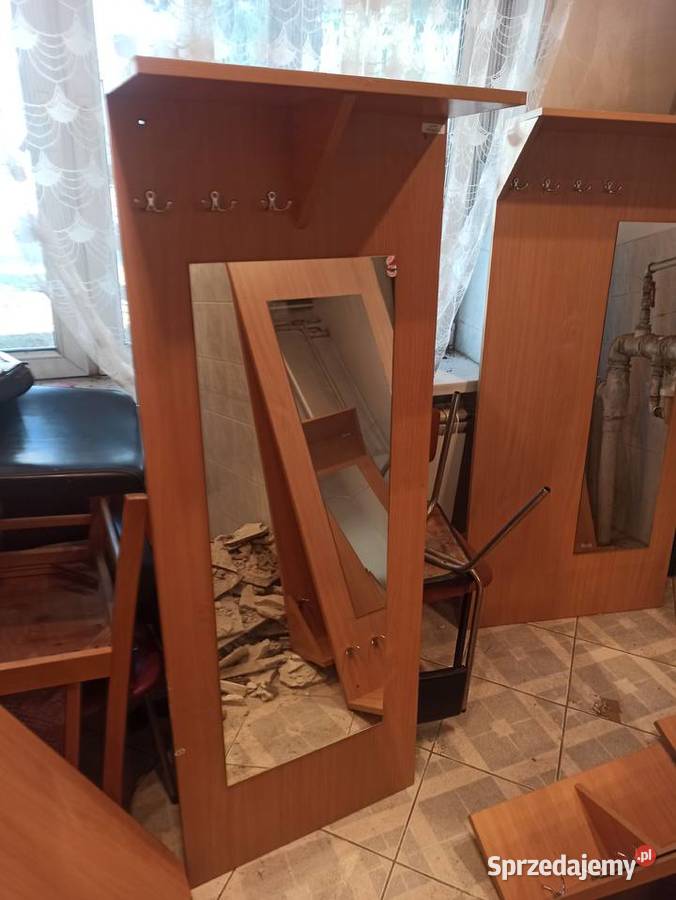 Wieszak z lustrem do korytarza jasny beż 160cm Wieszaki Skierniewice
