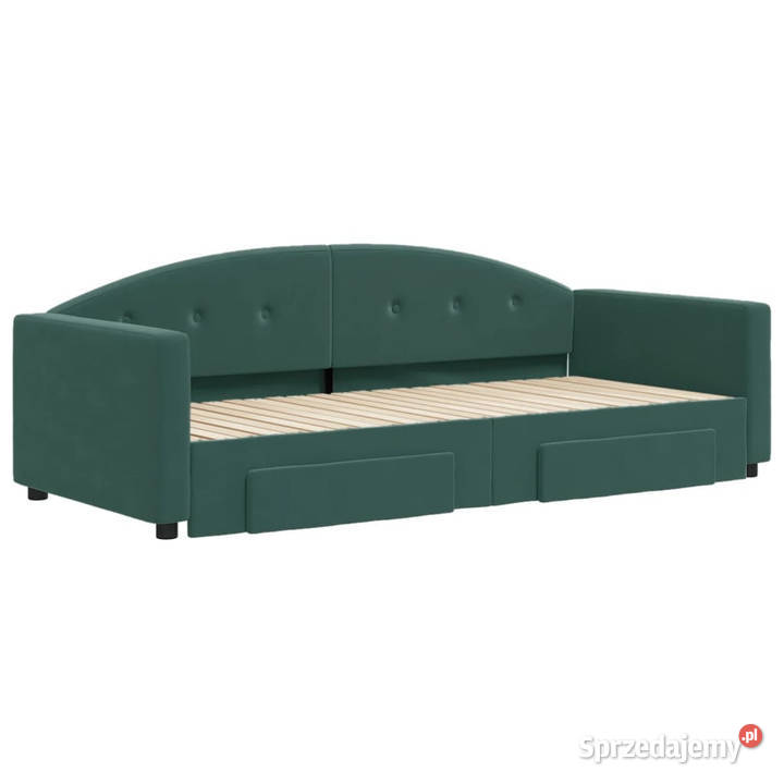 Sofa rozsuwana z szufladami ciemnozielona