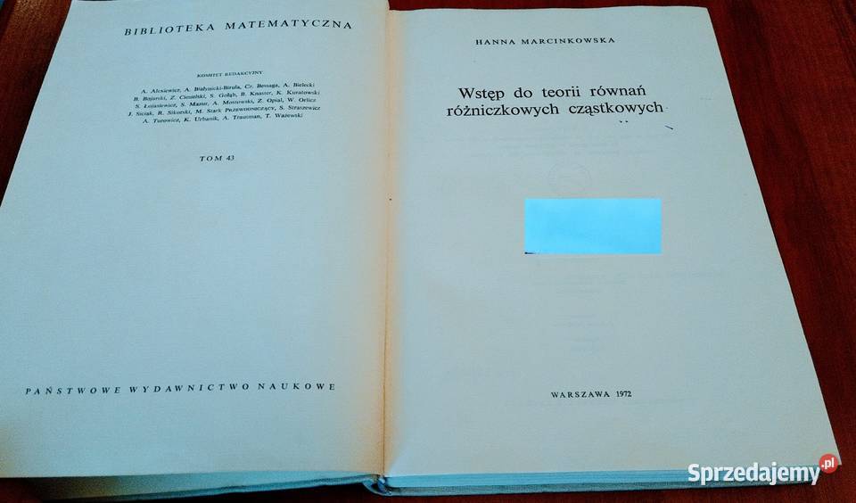 Wstęp do teorii równań różniczkowych cząstkowych Rok wydania 1972 Książki naukowe i popularnonaukowe sprzedam