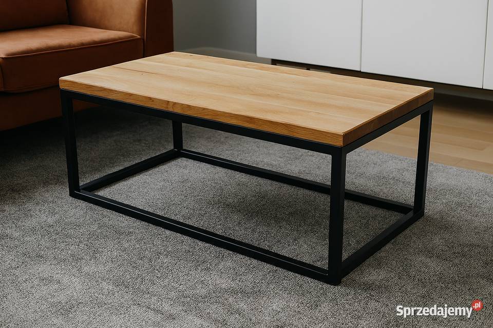 Stolik Kawowy Dębowy LOFT Ława 100 Lite Drewno