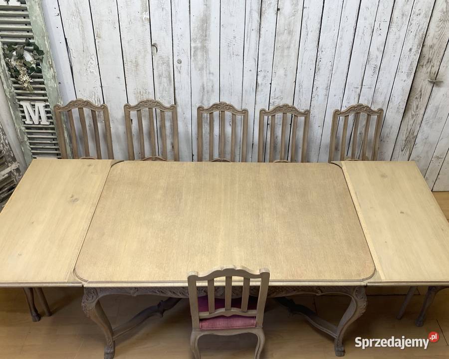 Zestaw odnowiony potężny stół dębowy 8 krzeseł Dom i Ogród Poznań