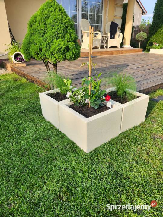 Duże donice betonowe gładkie 60x40x30 gazony Donice Stoczek