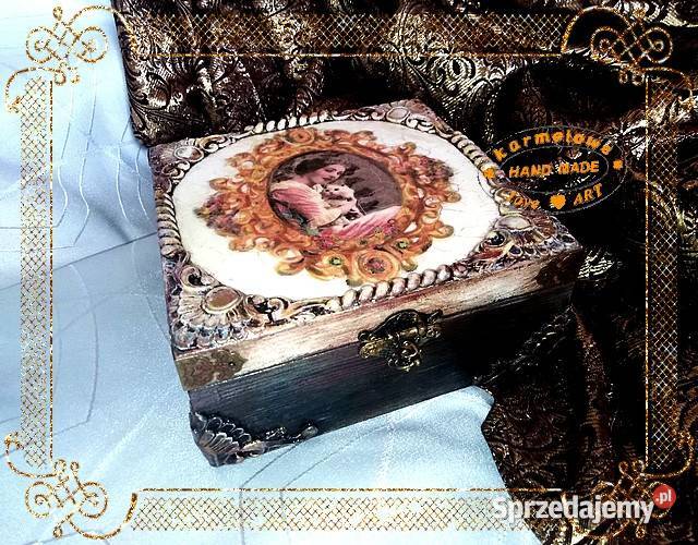 Szkatułka na biżuterię decoupage rękodzieło