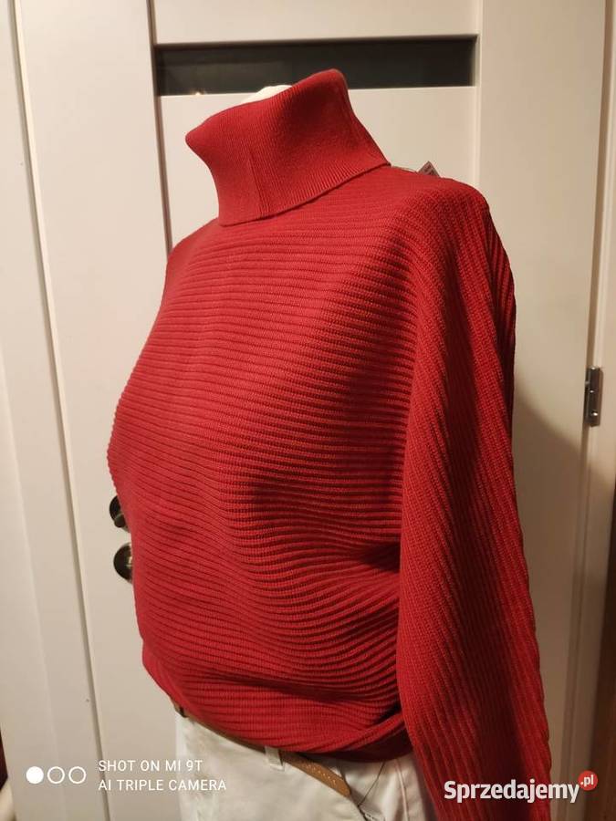 Nowy nietoperzowy sweter golf prążkowany Warszawa