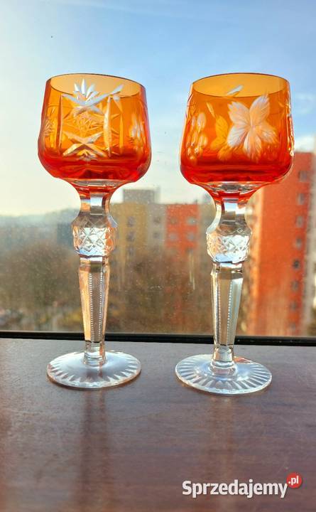Piękne kieliszki kryształowe PRL Wrocław