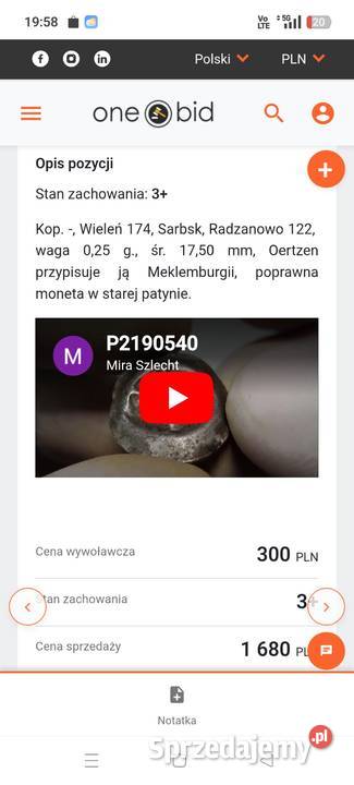 Brakteat guziczkowy II poł XIII w głowa z trzema Nisko