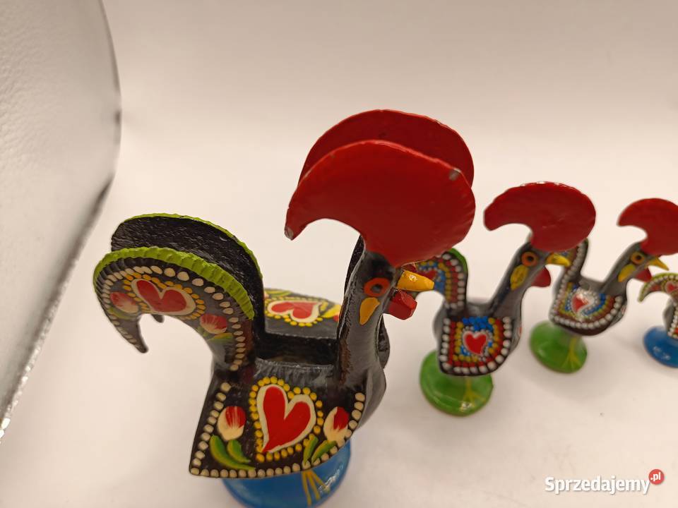 Zestaw czterech metalowych kogutów ptaków Zamość