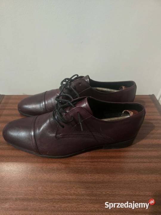 Buty męskie eleganckie Pilpol bordowe skórzane r