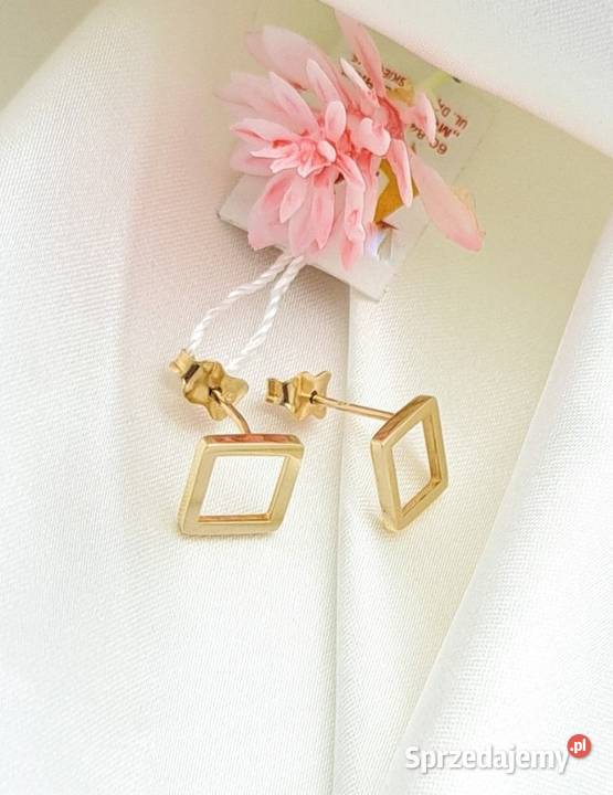 Kolczyki Złote pr585 Kwadraty sztyft Z142 złote Poznań