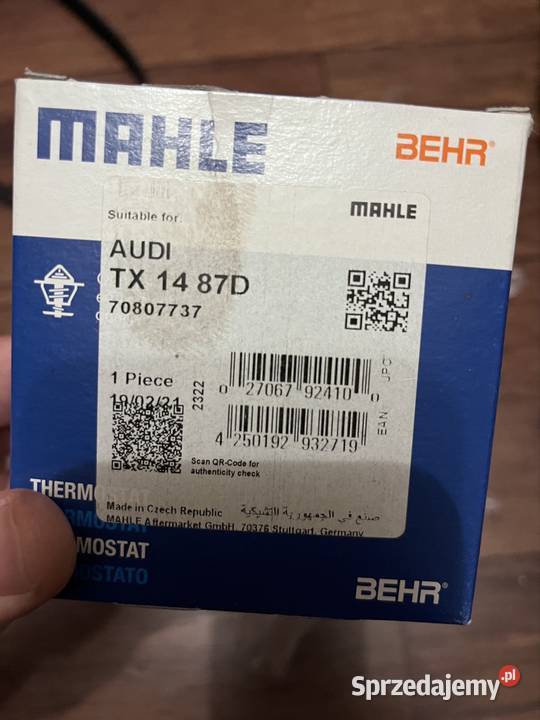 TX1487D MAHLE TERMOSTAT VW AUDI SKODA