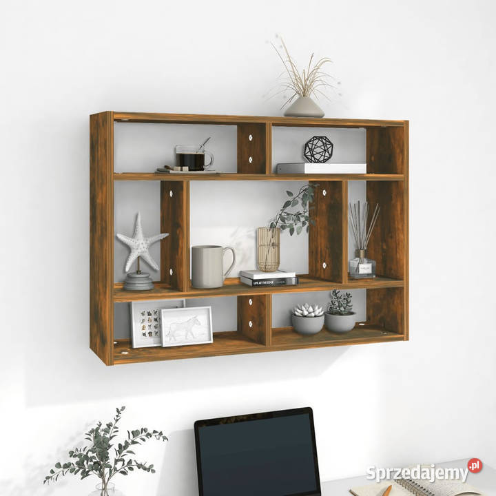 Półka ścienna przydymiony dąb 75x16x55 WM815843 Półki