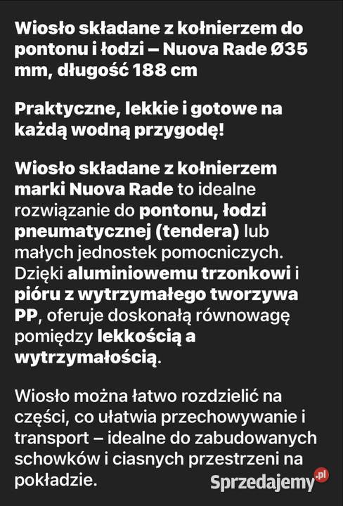 Wiosło aluminiowe 185 podkarpackie Nisko