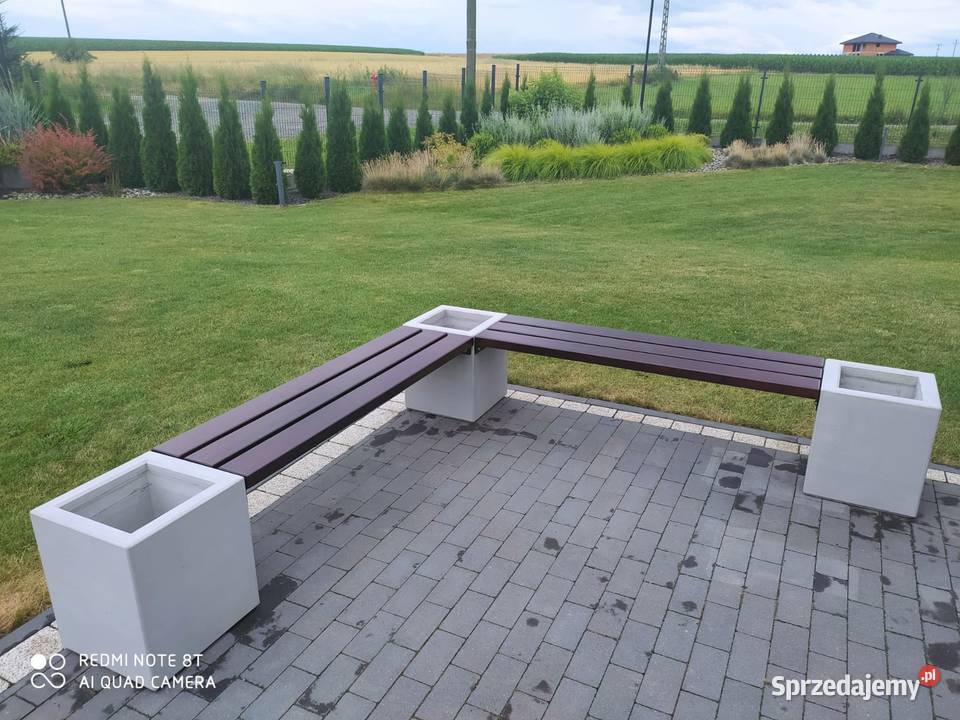 ławka z donicami narożna Beton architektoniczny 39cm Ławki Łódź