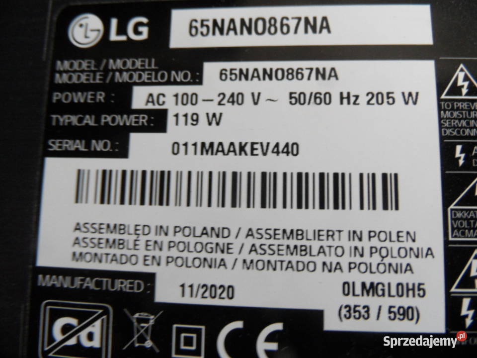 plyta glowna telewizora LG 65NANO867NA Kielce sprzedam