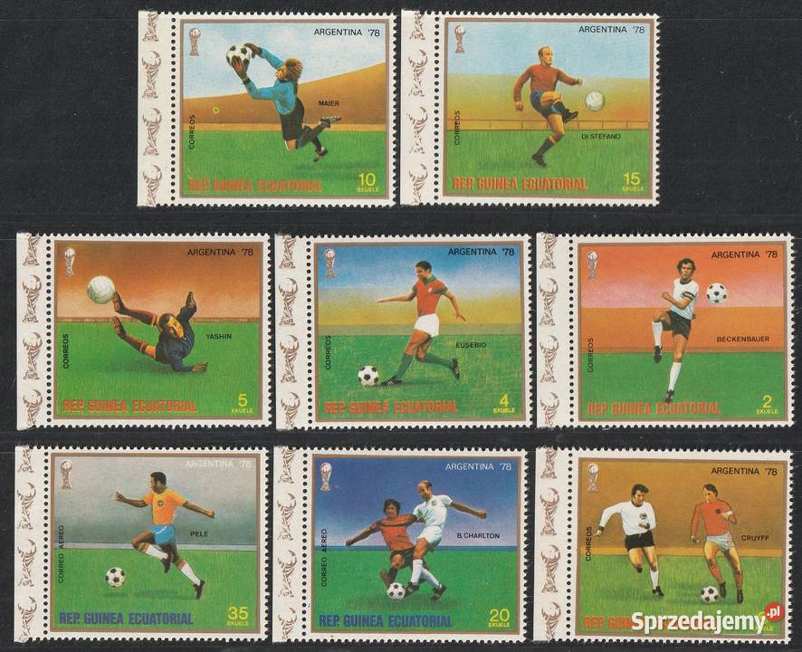 GWINEA RÓWNIKOWA MŚ ARGENTYNA 1978 LEGENDY Filatelistyka łódzkie Łódź
