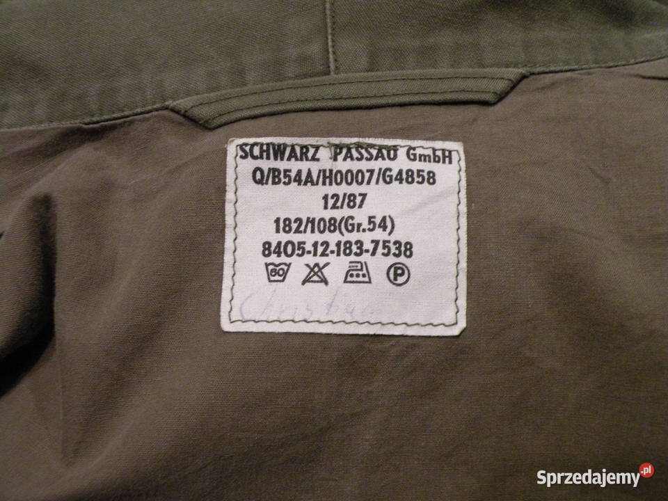 Parka BW moleskin Wachschutz OLIV gr54 Militaria dolnośląskie Wrocław