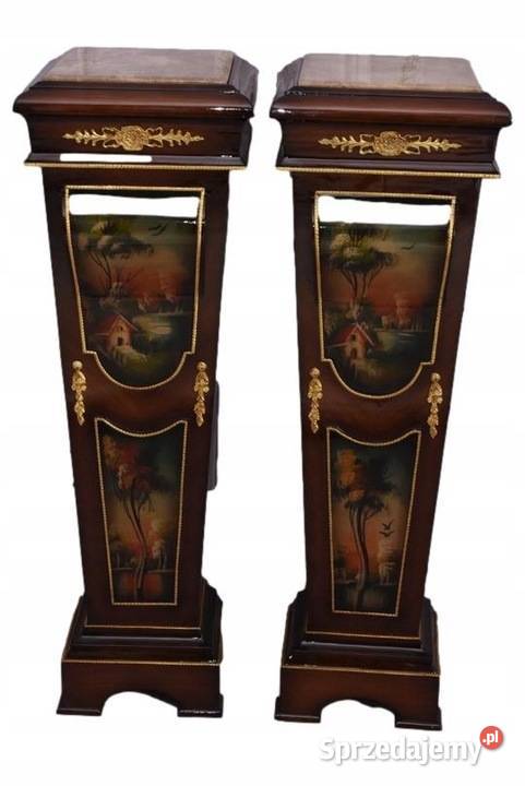 Dwa Postumenty Intarsjowane z Malunkami Kolumny Kraków