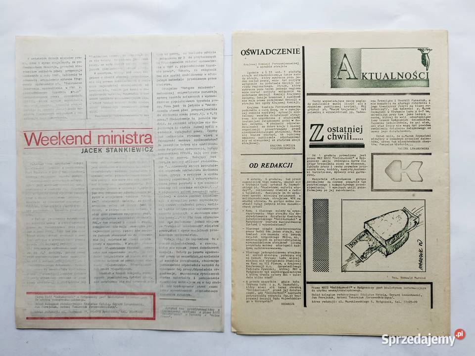 Pismo NSZZ Solidarność Wolne Związki Bydgoszcz Gdynia