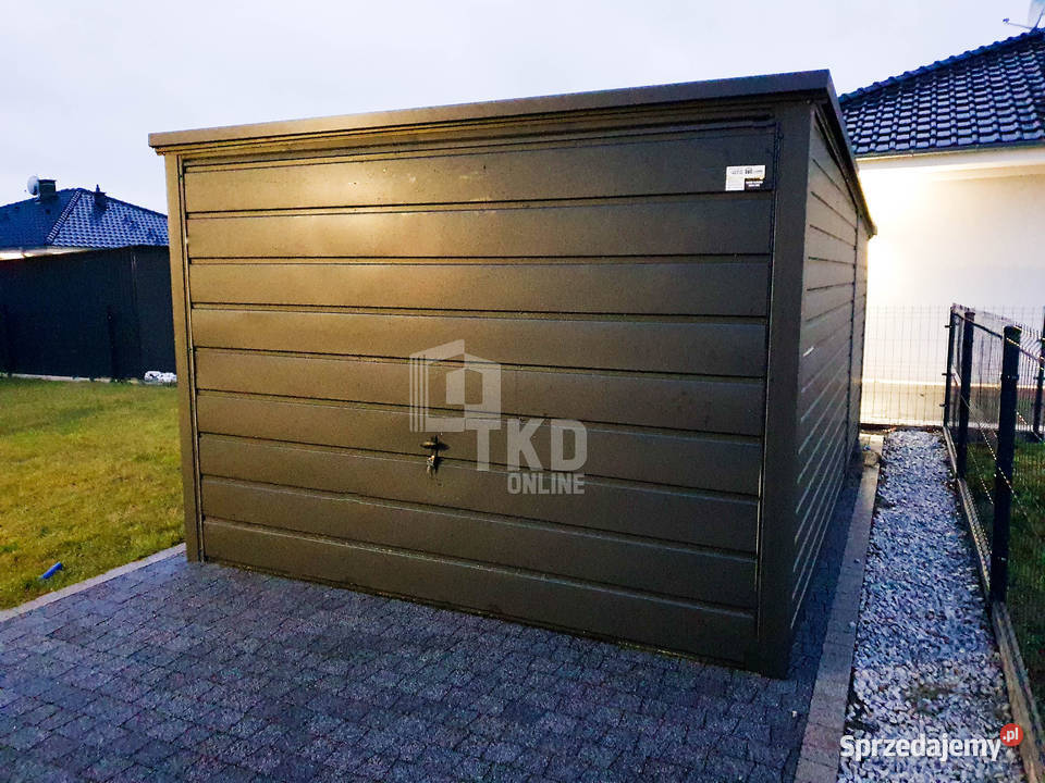 Garaż Blaszany 3x5 Brama uchylna okno Antracyt śląskie
