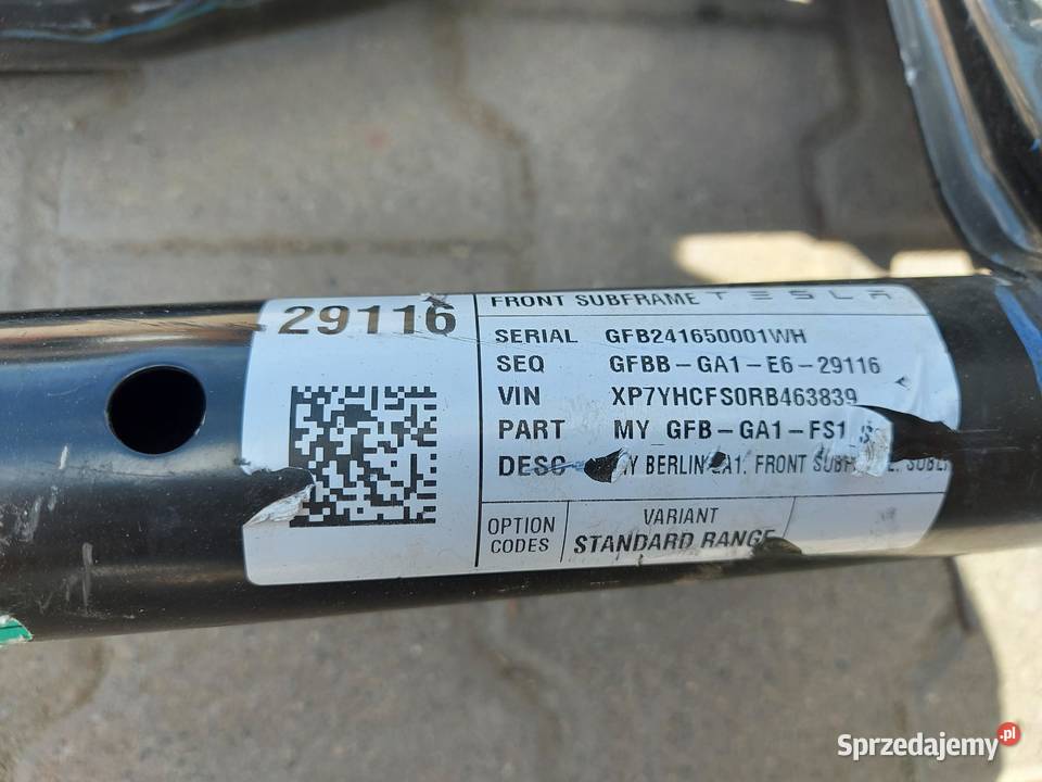 TESLA MODEL Y 2024r WÓZEK SANKI KOŁYSKA PRZÓD