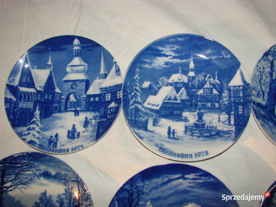 kobaltowy talerz świąteczny Pruszcz Gdański